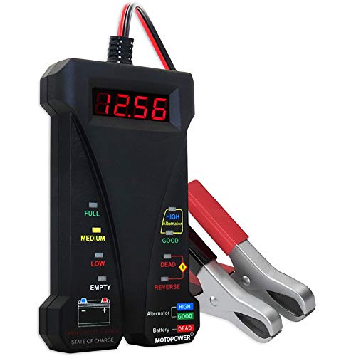 MOTOPOWER MP0514A 12V testeur de batterie de voiture numérique voltmètre et analyseur de système de charge avec écran LCD et indication LED