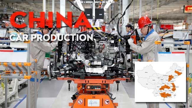 Las 7 ciudades de producción de automóviles más grandes de China